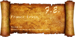 Francz Ervin névjegykártya